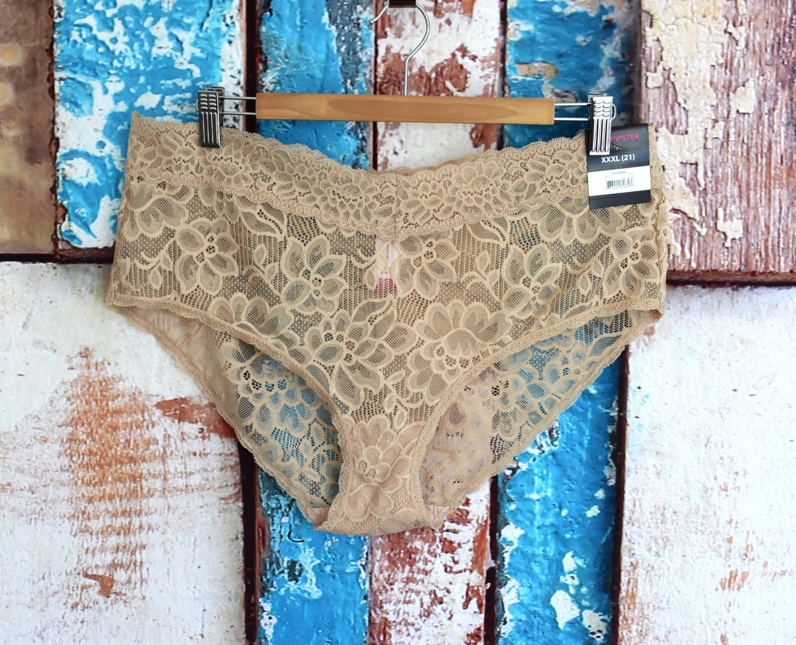 Women’s NOBO No Boundaries Lace Hipster Panties Underwear XXXLARGE Beige NEW