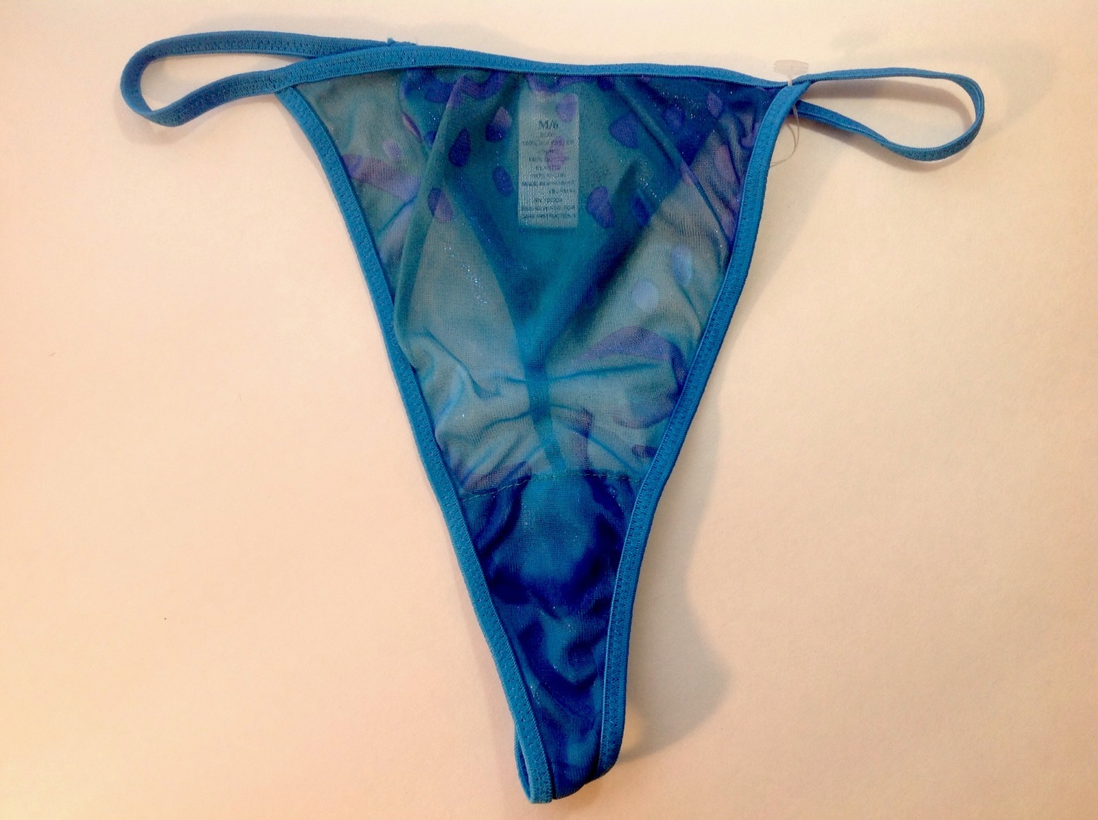 Women Panties,Thongs Size M/6 Medium Shiny Swinging Blue Metallic Myanmar
