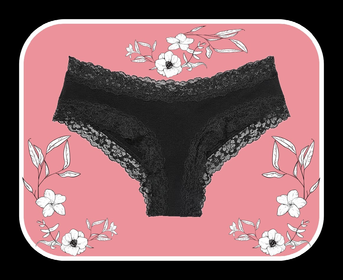 XXL NOIR BLACK Victoria’s Secret Stretch Cotton Lace-Waist & Leg Cheeky Pantie