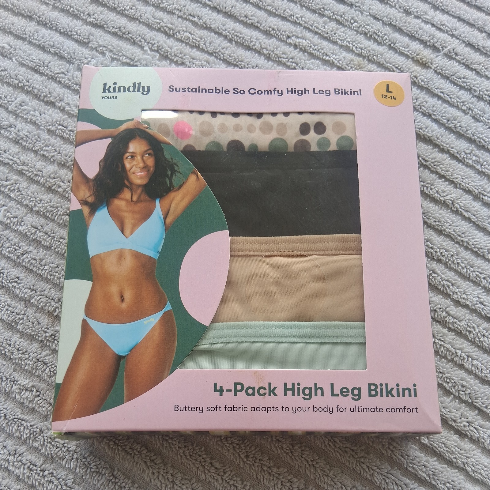 Kindly Yours Women’s So Comfy Micro High Leg Bikini Underwear 4-Pack Size L