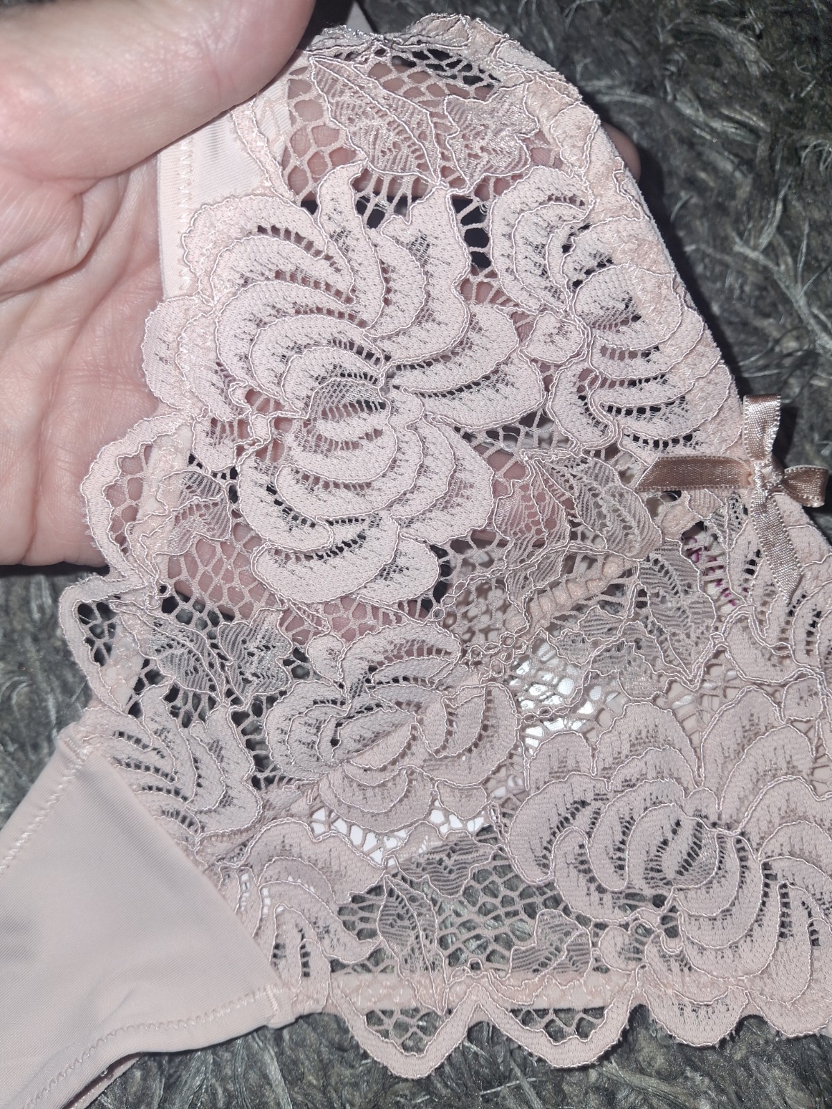 Adore Me/VS Floral Lace Front Thong Panty NEW Medium Pink