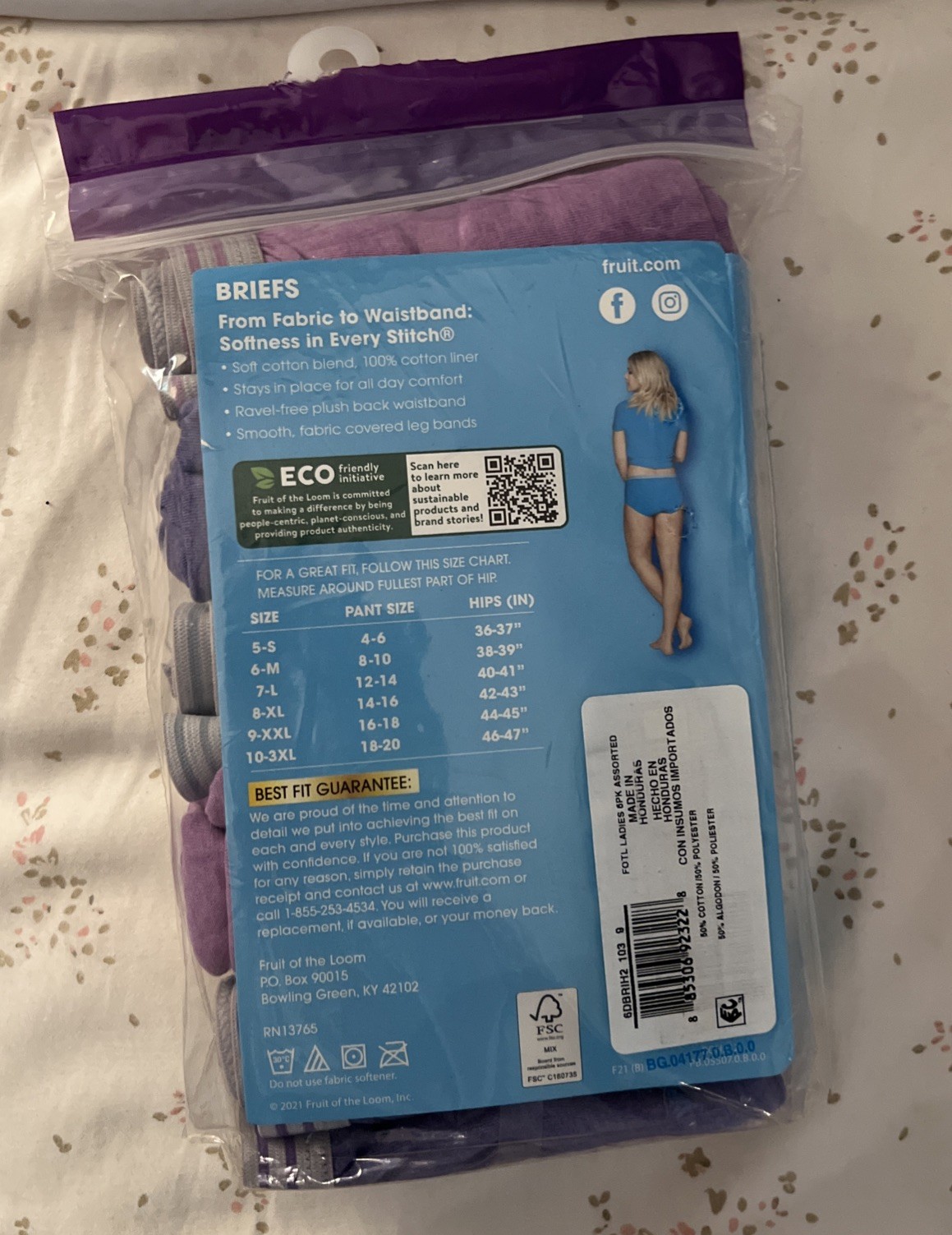 Fruit of the Loom Tag-Free Ravel-Free Briefs Women 9/2X Multi Heather ONLY 5 Pkg