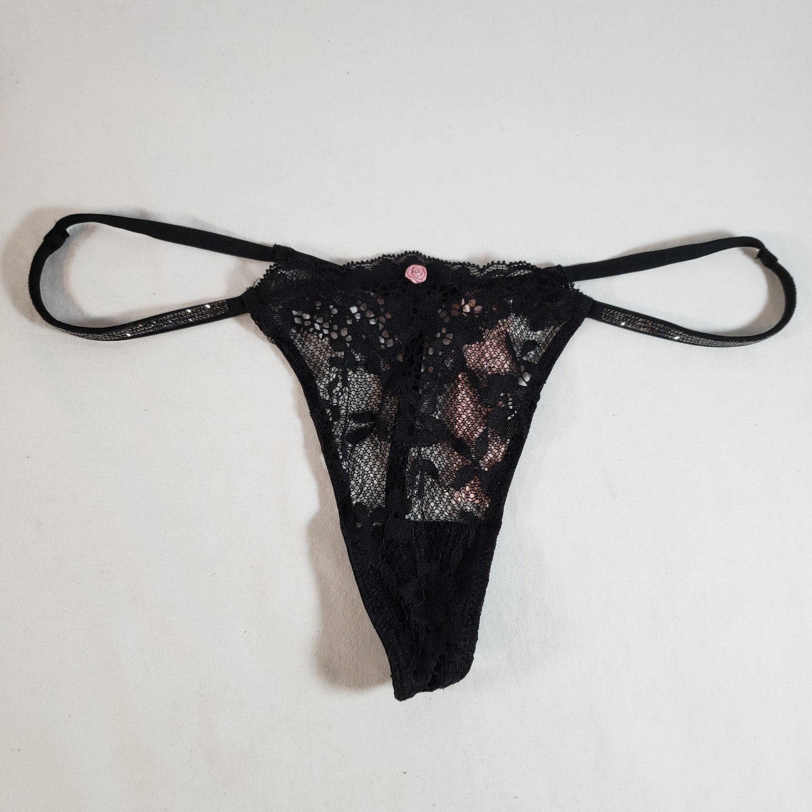 Victoria’s Secret Twinkle Strap Lace V-String Panty Sheer Floral