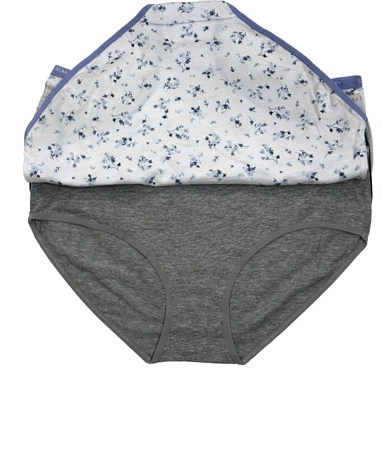 LAURA ASHLEY 5 PACK COTTON MID RISE PANTIES XL FLORAL SOLIDS TAG FREE SUPER SOFT