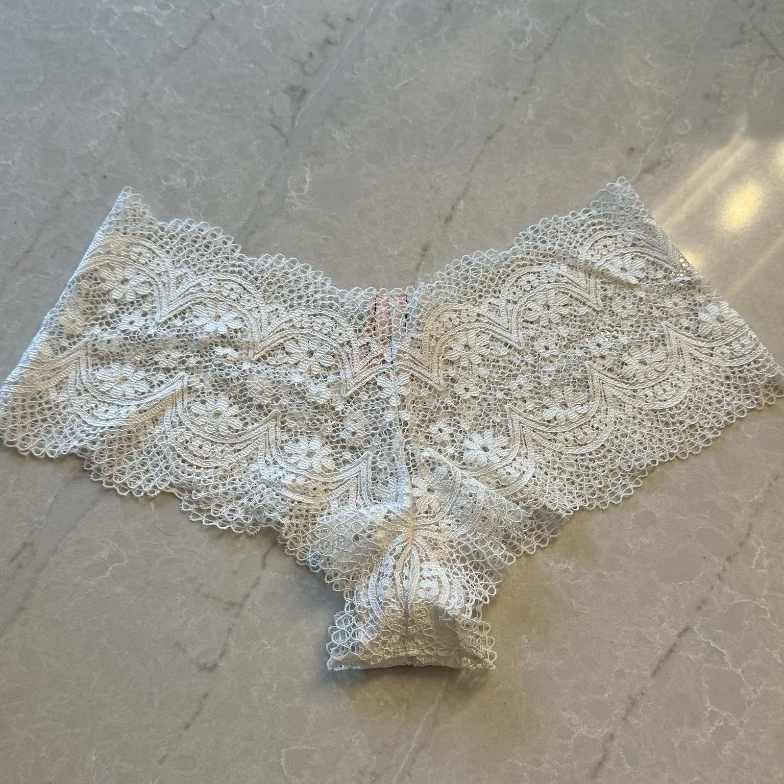 NEW! VS Victoria’s Secret PANTY ~LG ~ SHORTIE MINISHORT ~WHITE LACE ~BRIDAL~ NWT