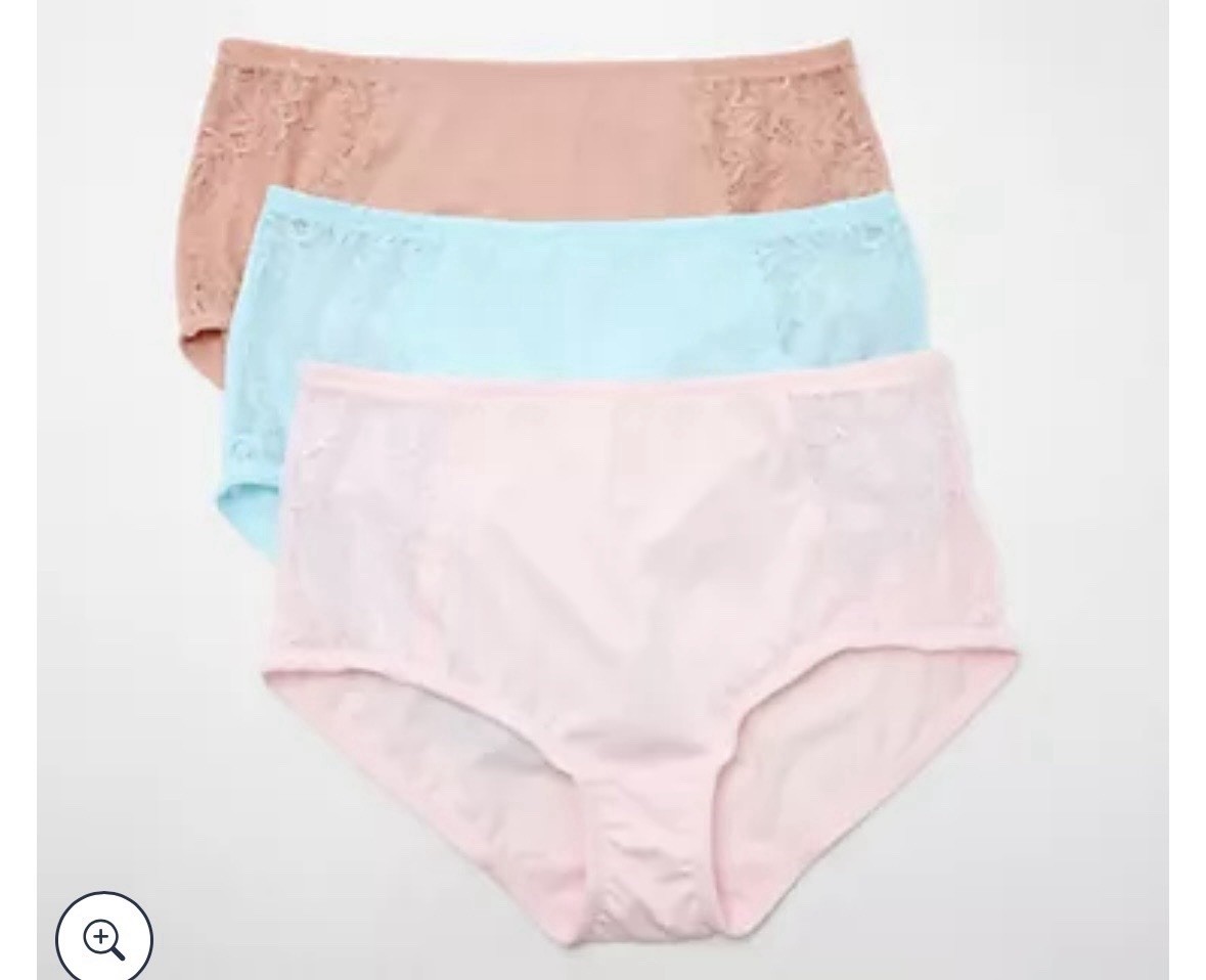 Breezies Hipster Briefs With Lace Trim 3-Pack Pastel Pack 2X New