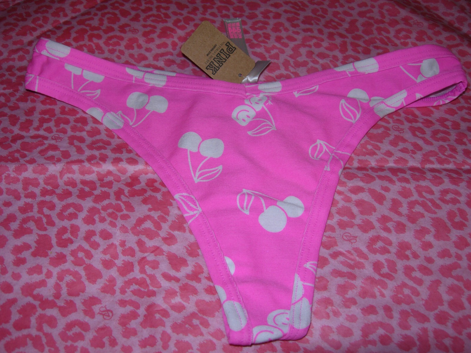 Victoria’s Secret PINK Sexy Thong String V-Cut LOGO Berry Cherry S M L XXL NWT