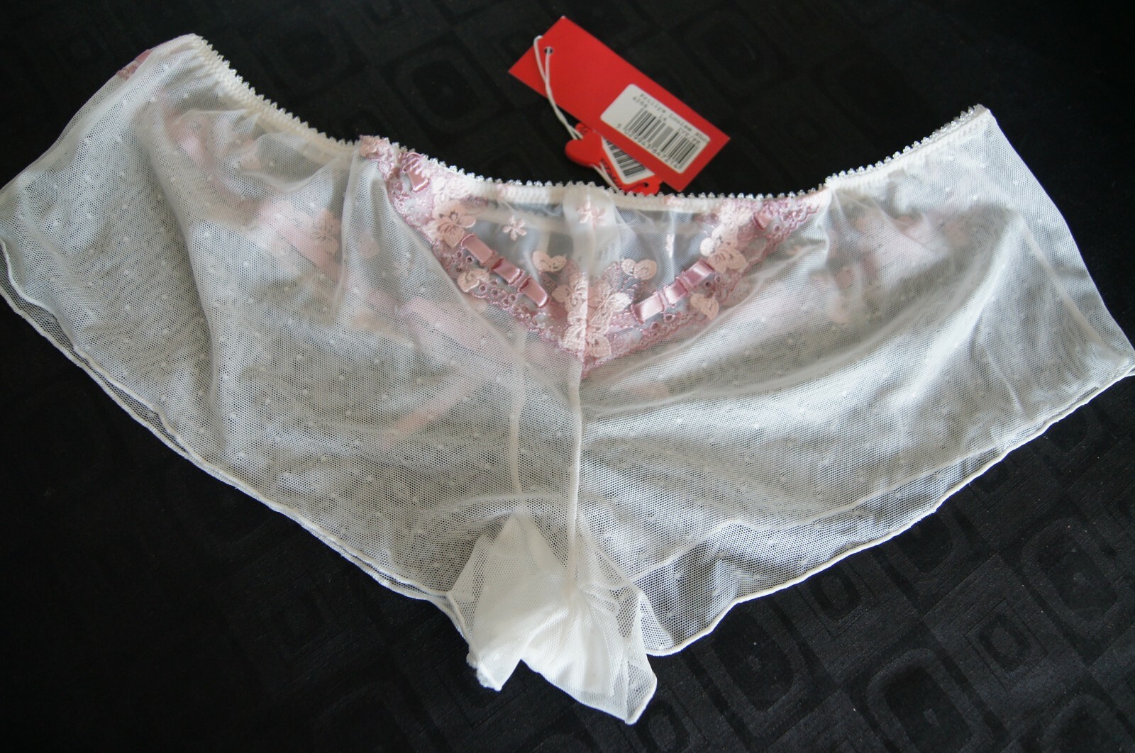 Frillys By Panache Sheer Ivory/Pink LOUISE Floaty Shorts Style 4264