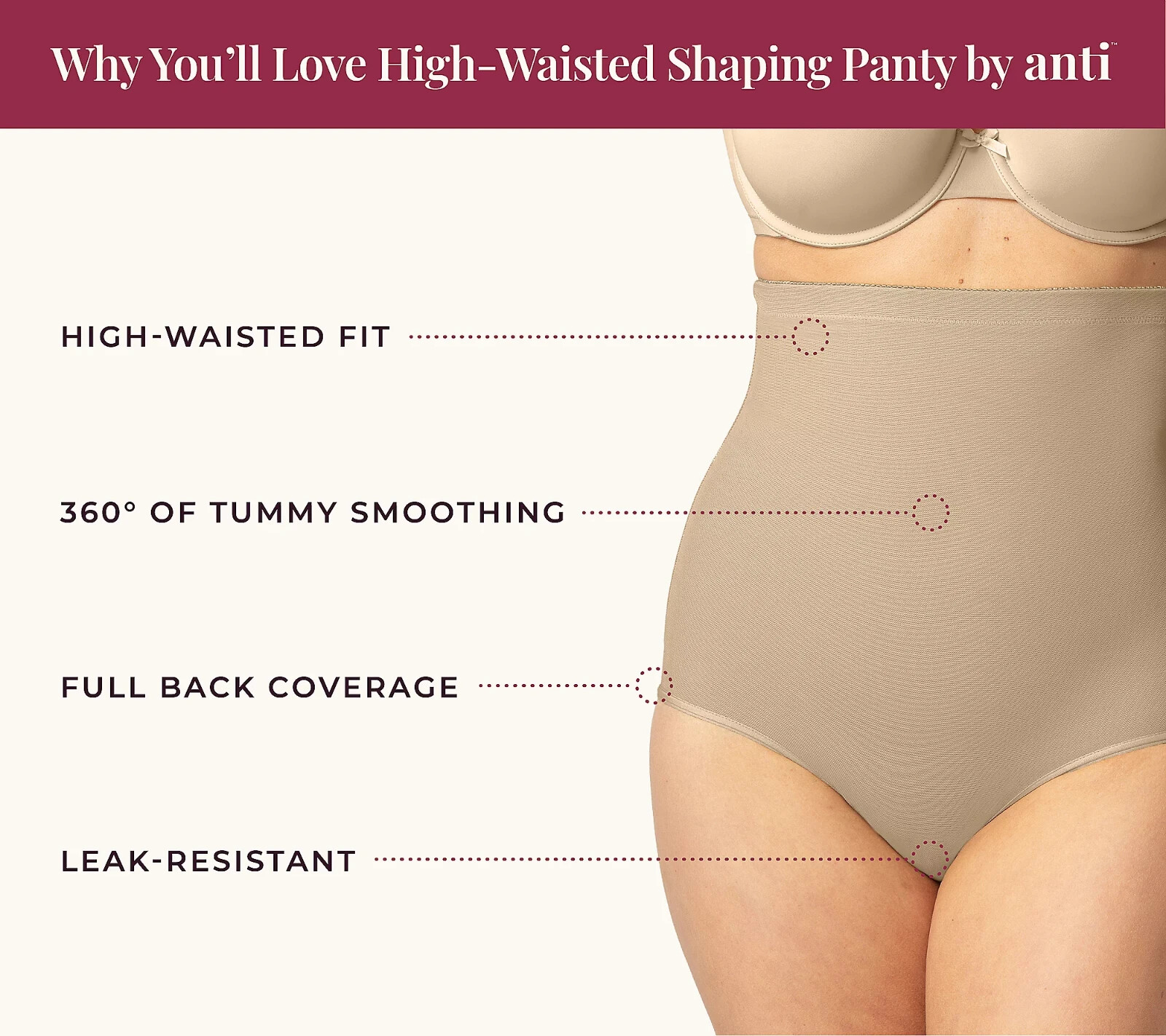 Anti x Proof~High Waisted Smoothing Shaping Brief~2XL~Beige~A520844 8663