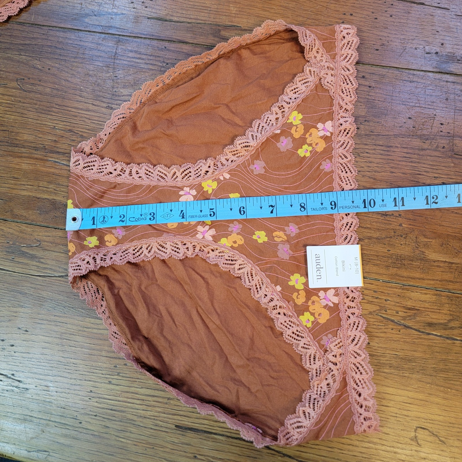 (3) Auden Womens Medium (8-10) Cotton Bikini Underwear Target M Brown Lace