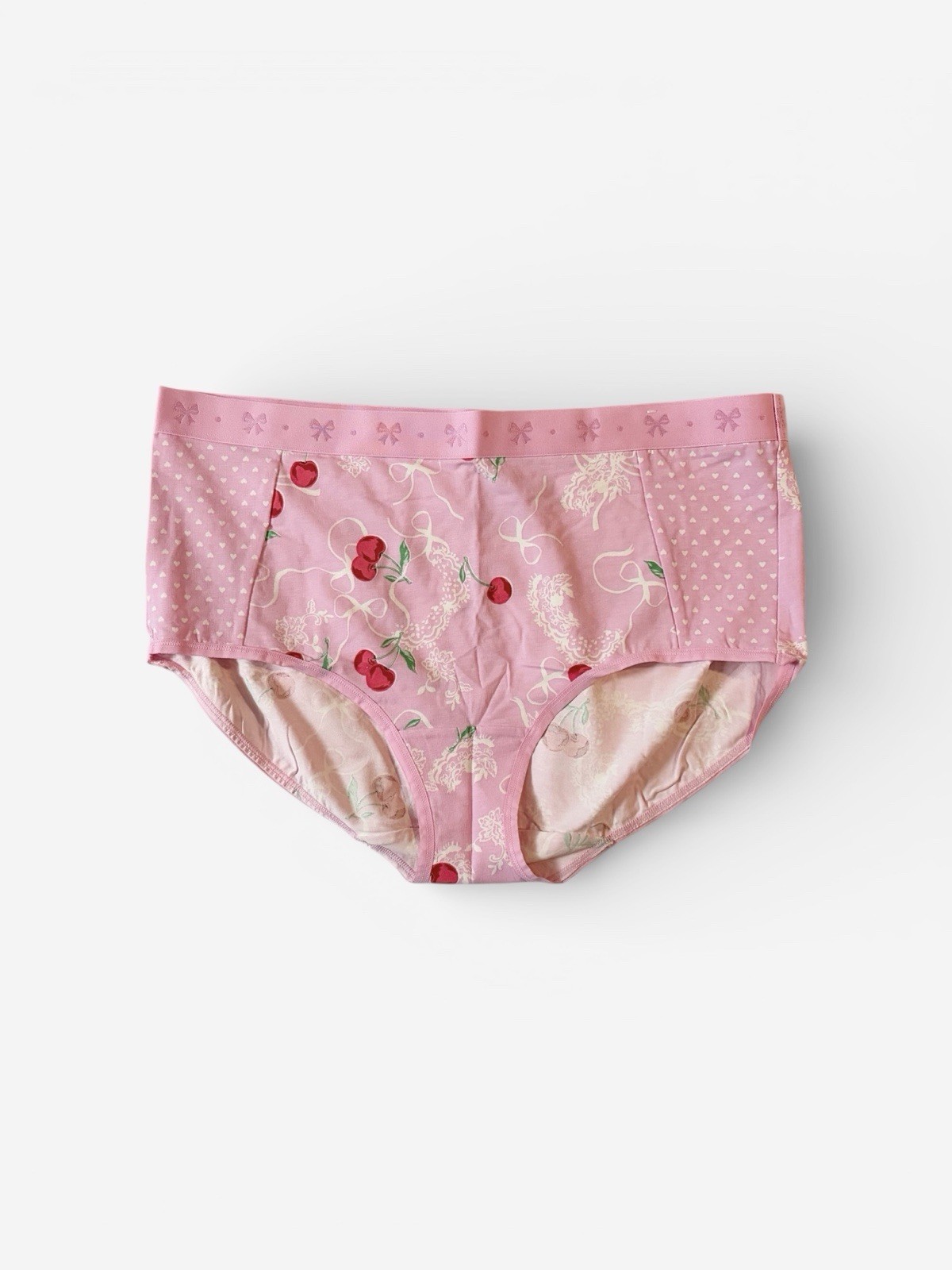 Lane Bryant Cacique Cotton Full Brief Panty Wide Waistband 14/16 Hearts Cherries