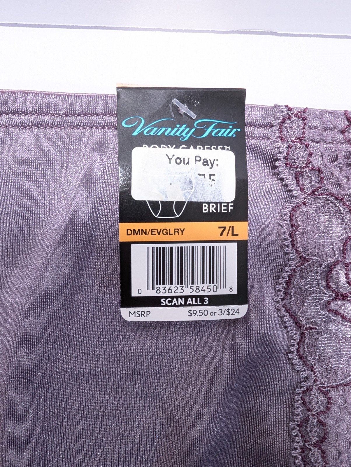 Vanity Fair Body Caress Sheen Brief Large 7 New Women Satin Panty Nylon 13127