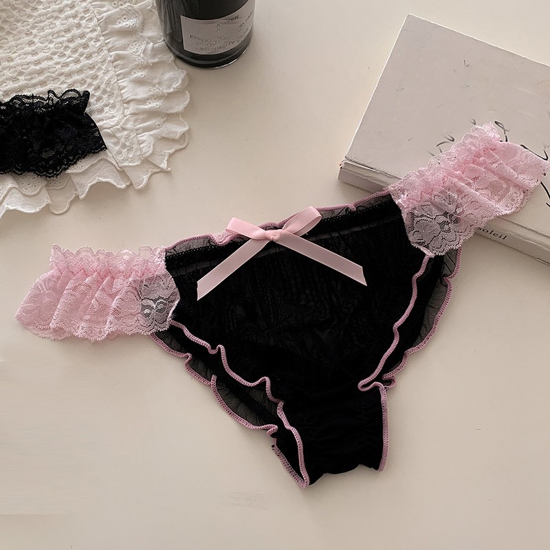 Japanese Sweet Girls Panties Briefs Sheer Bow Cute Lolita Underpant School Panty