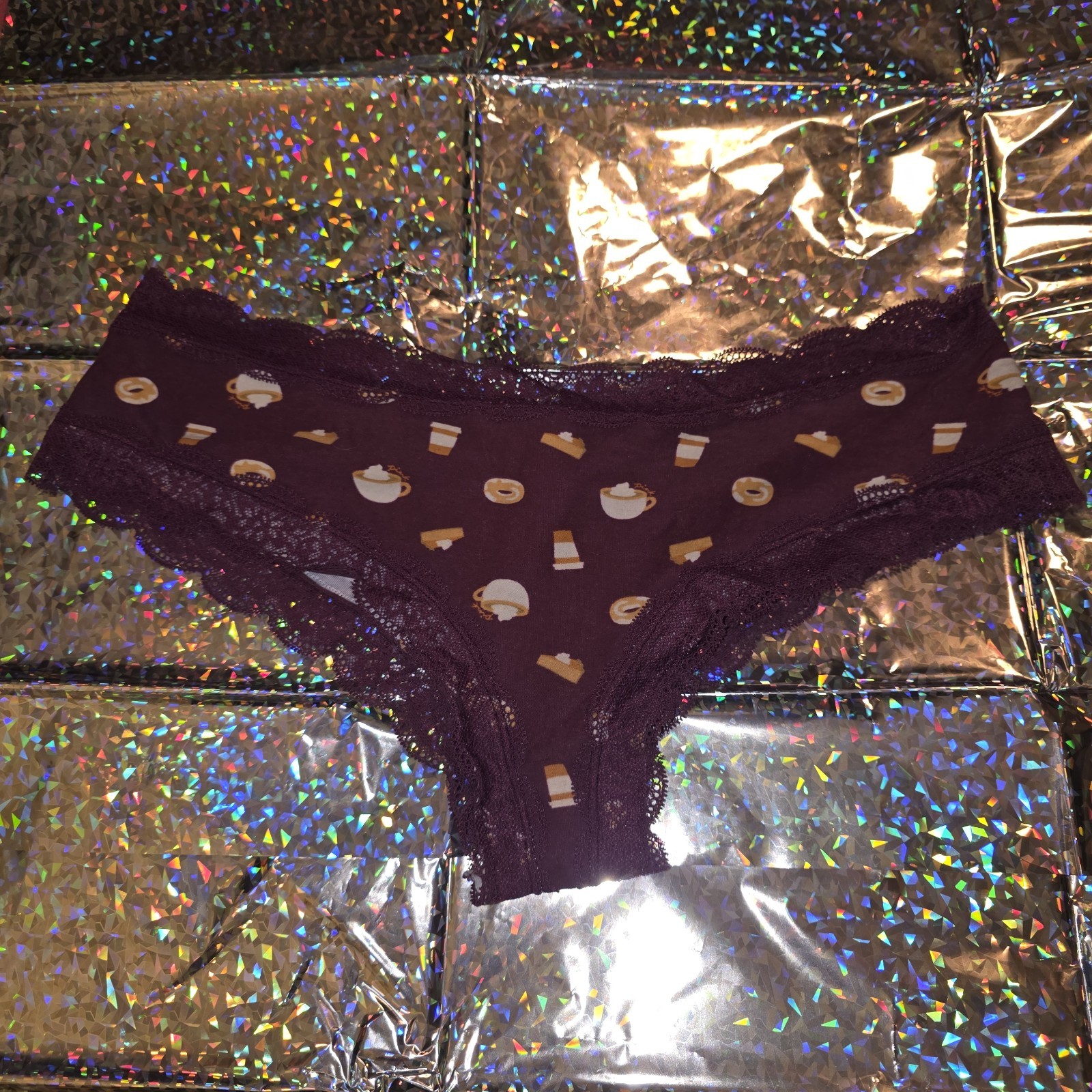 Pink By Victoria’s Secret Lace & Latte Theme Cheekster Panty Size XLarge NWOT