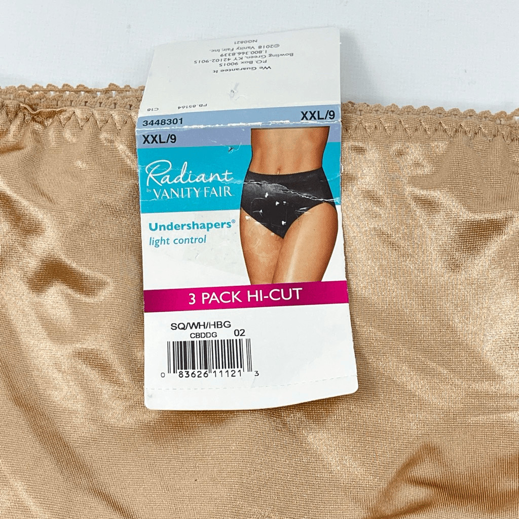 Vanity Fair Radiant Undershapers Light Control Brief Size 9 XXL NWT 3 pair