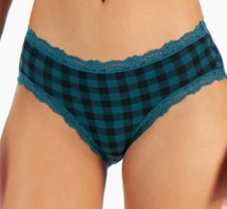 Jenni Intimates Panty Woman XL Great Black Check Lace Trim