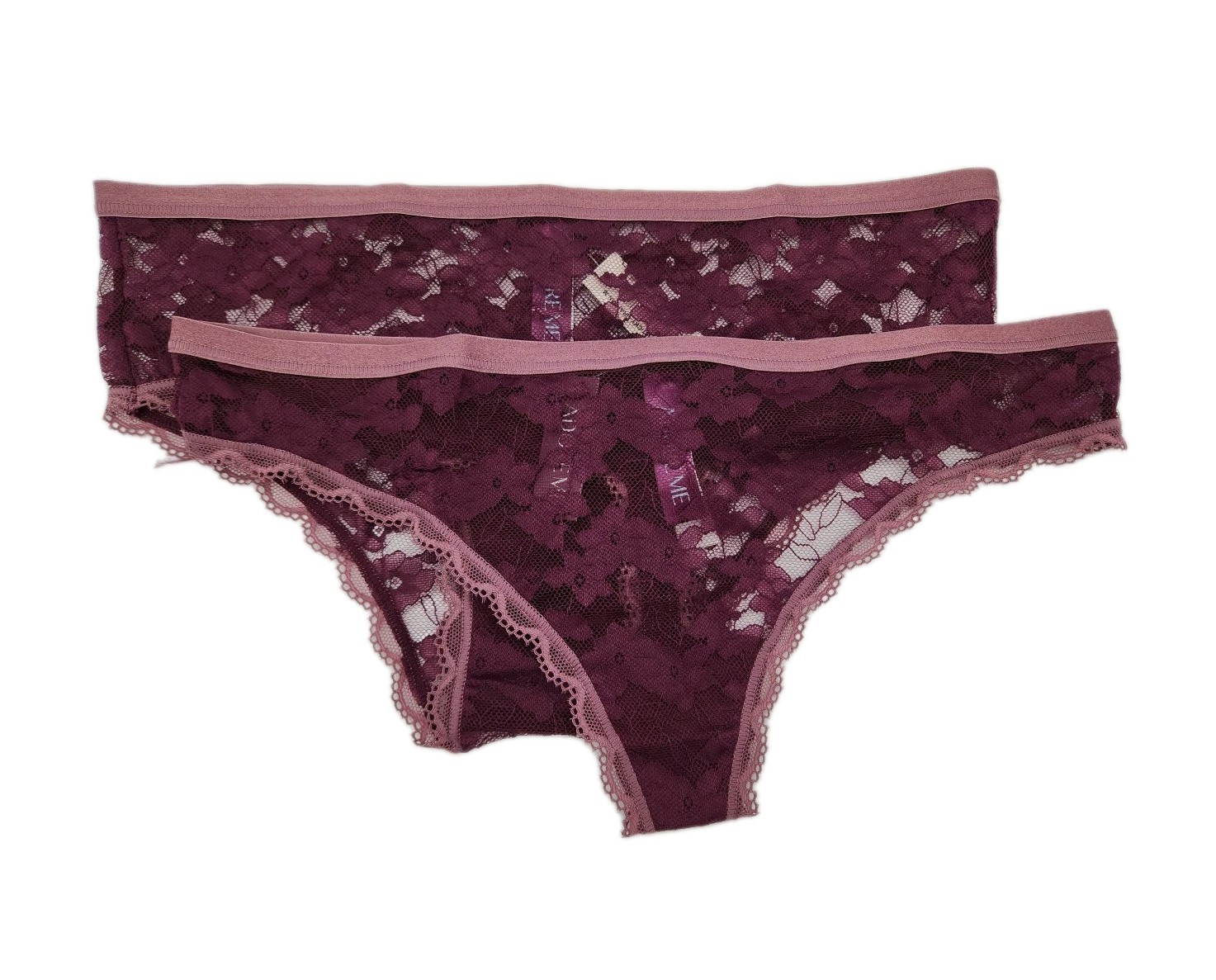 Set Of 2 Adore Me Women’s Size Medium Burgandy Cheeky/Thong Floral Lace Panties