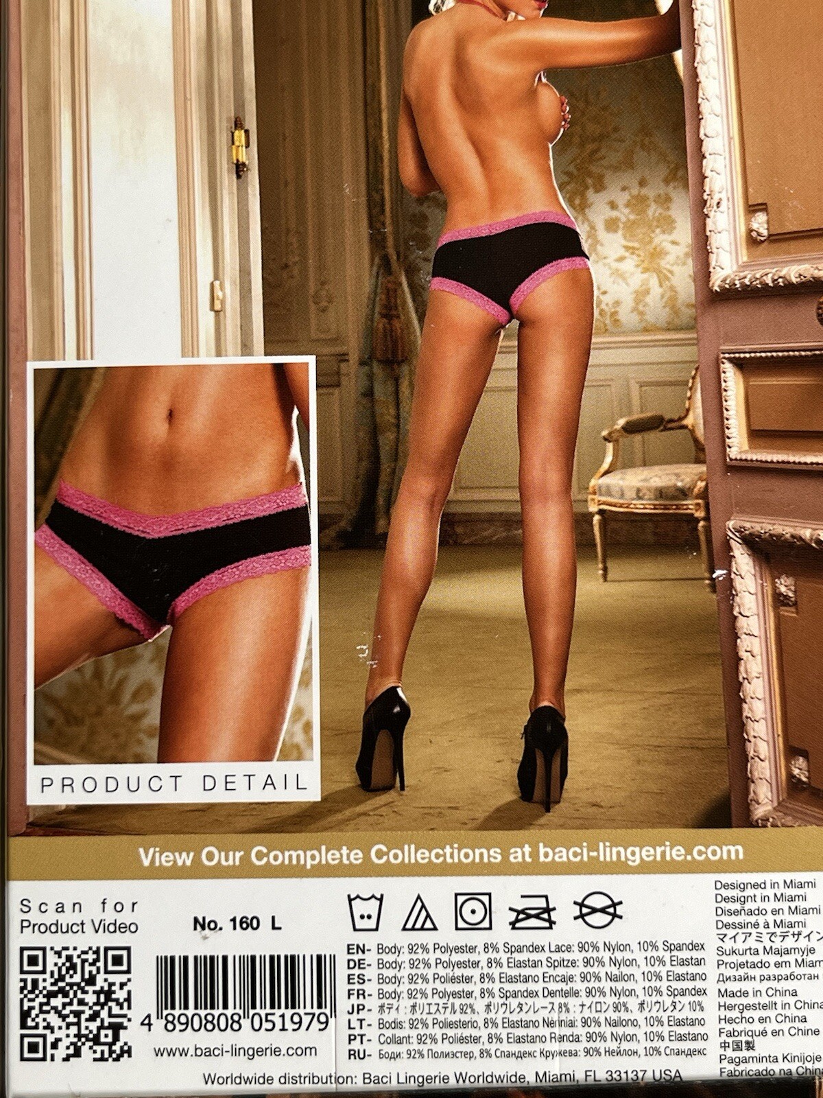 Lace Boyshort Thong G-String Panty BACI LINGERIE Size LARGE – Lot Of 6