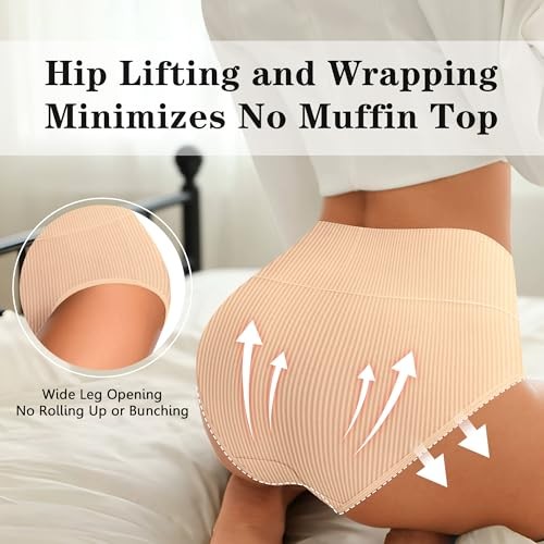 Womens Underwear Full Coverage Panties for 3X-Large-4X-Large 2black+2nude+1grey
