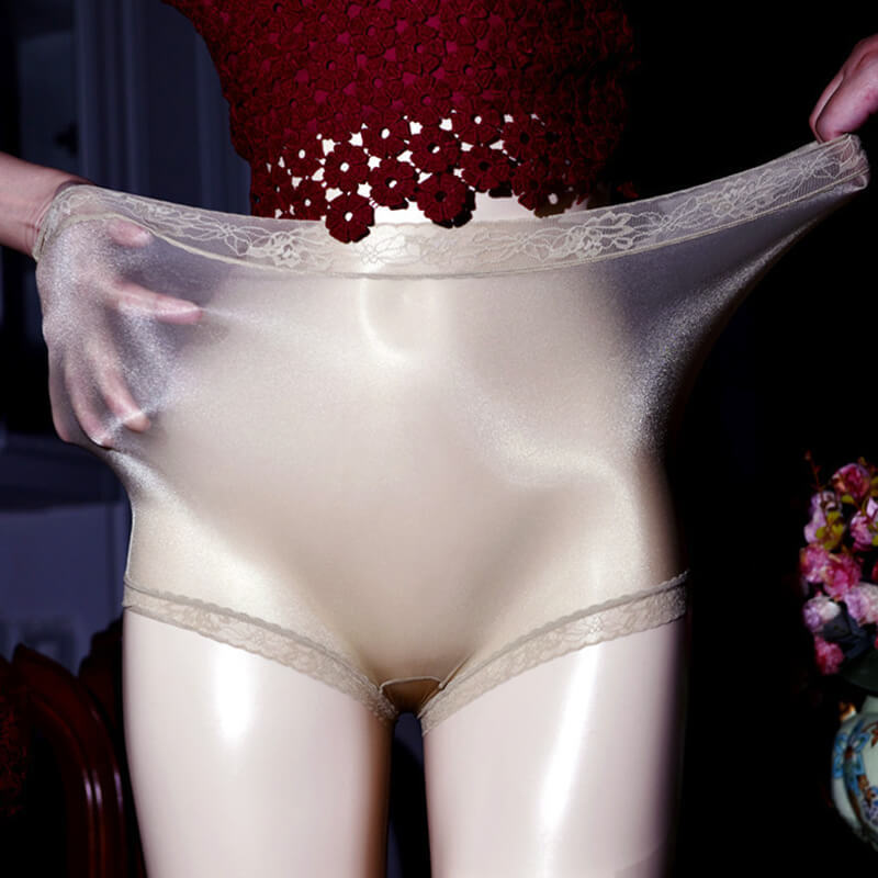 Womens Oil Shiny Glossy Sheer Briefs Boxer Smooth-Pants Underwear Panties Shorts