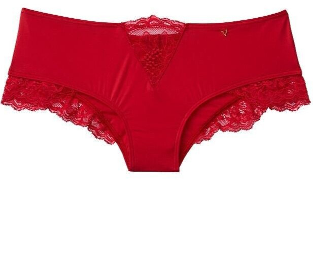 S Red Lipstick Satiny Micro Lace Inset Very Sexy Cheeky Victorias Secret Pantie