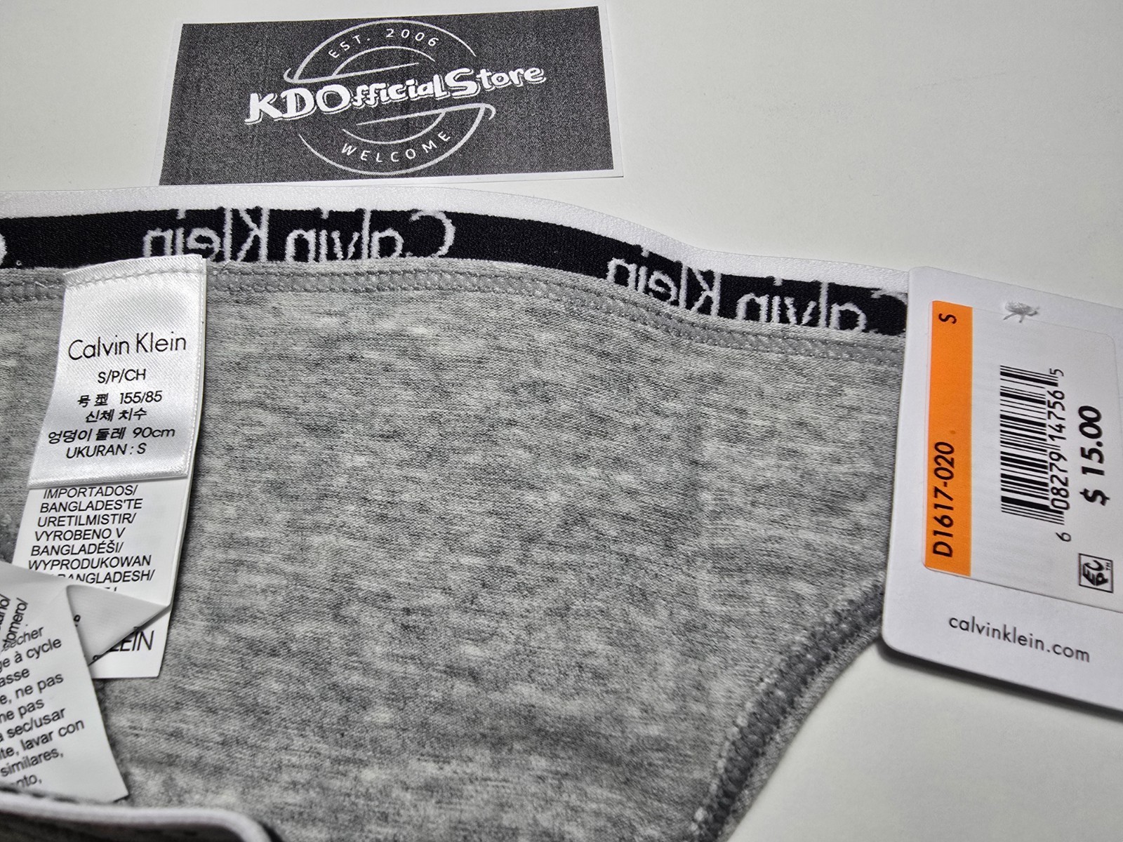 S Calvin Klein Carousel Logo Cotton Thong Panties Underwear Grey Heather NWT