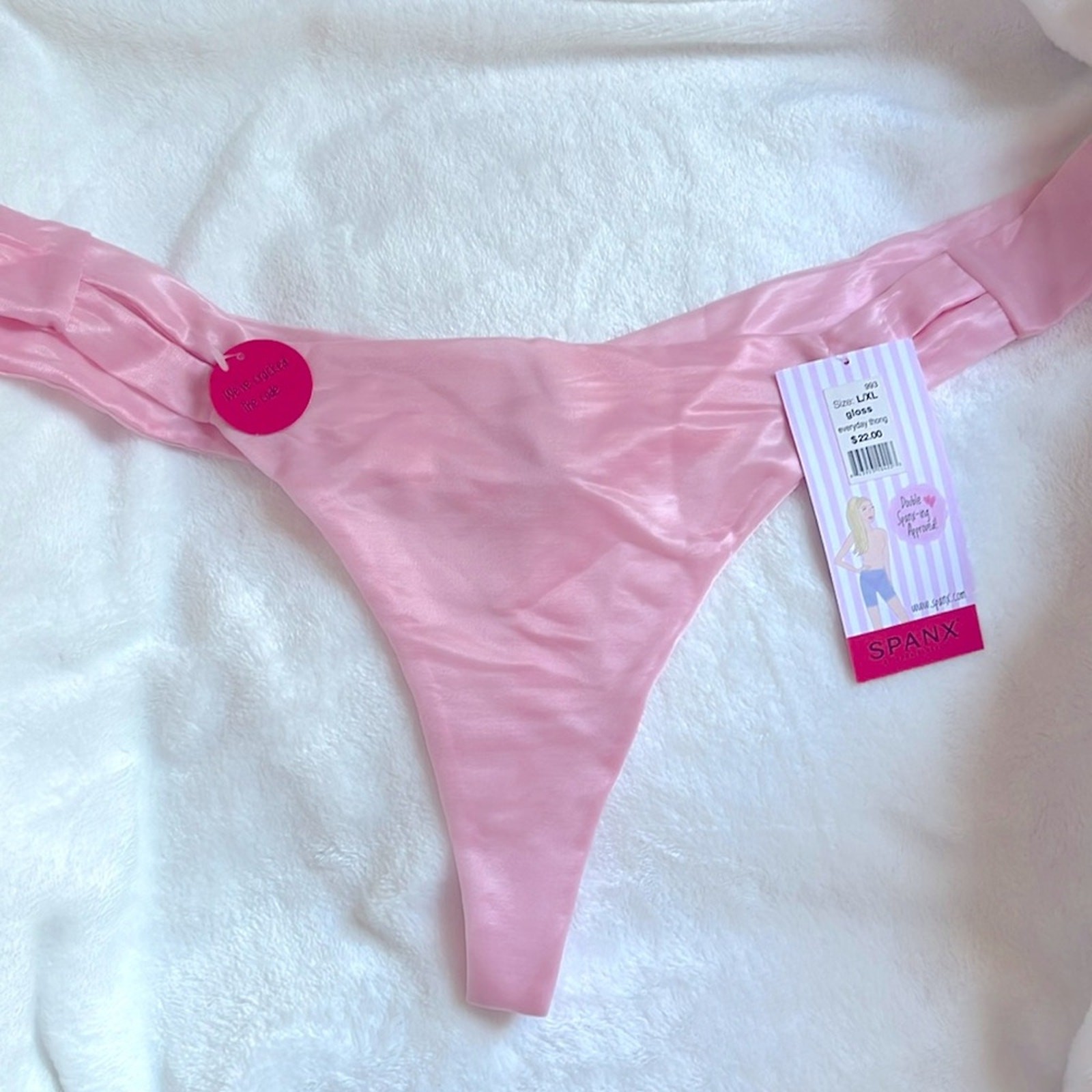 Spanx Thong Underwear L/XL Gloss Sheer Pink Skinny Britches Shaping Base Layer