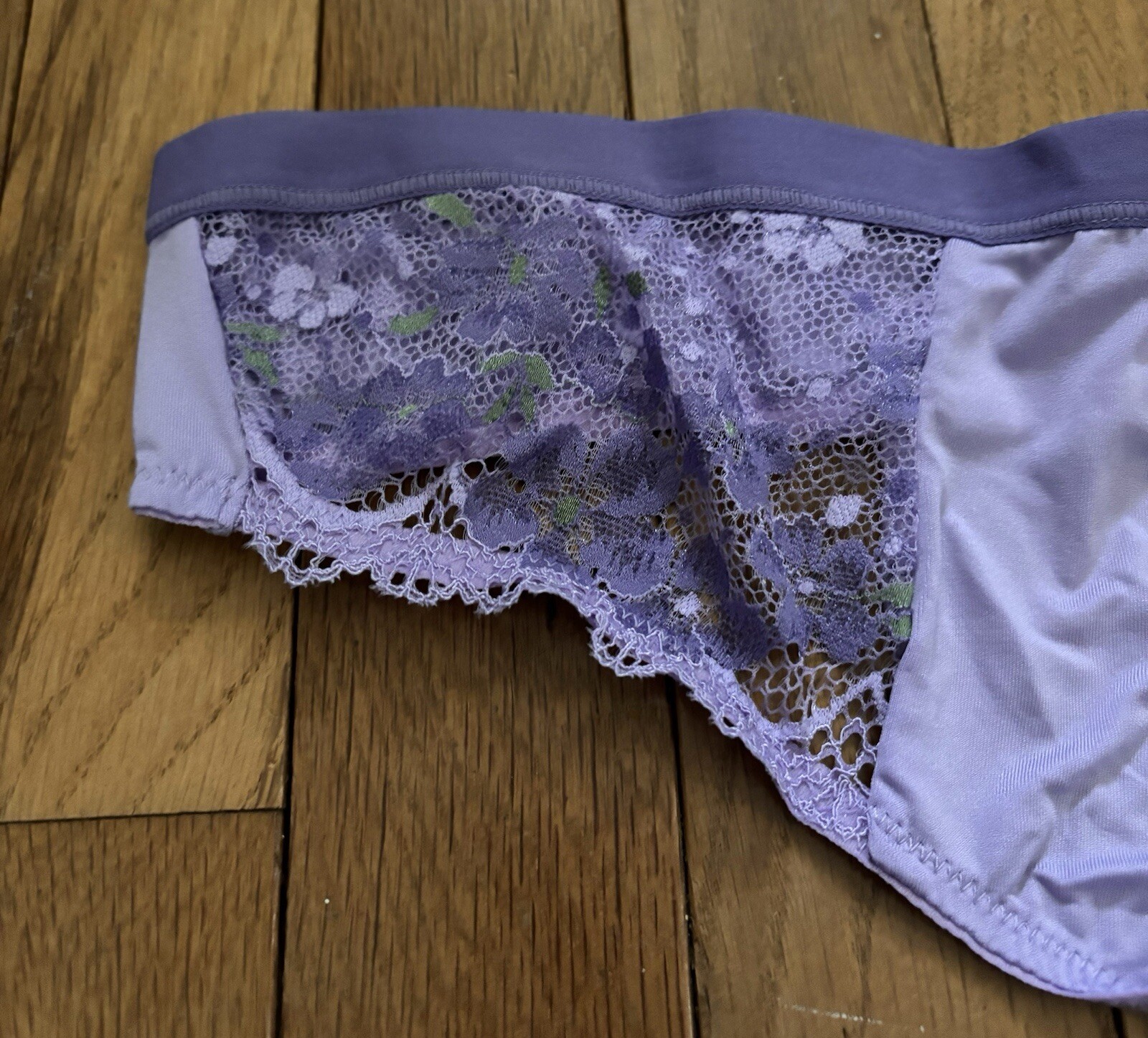 Plus Size 22/24 Lane Bryant Cacique Stretch Lace Thong Panty Lilac Embroidered