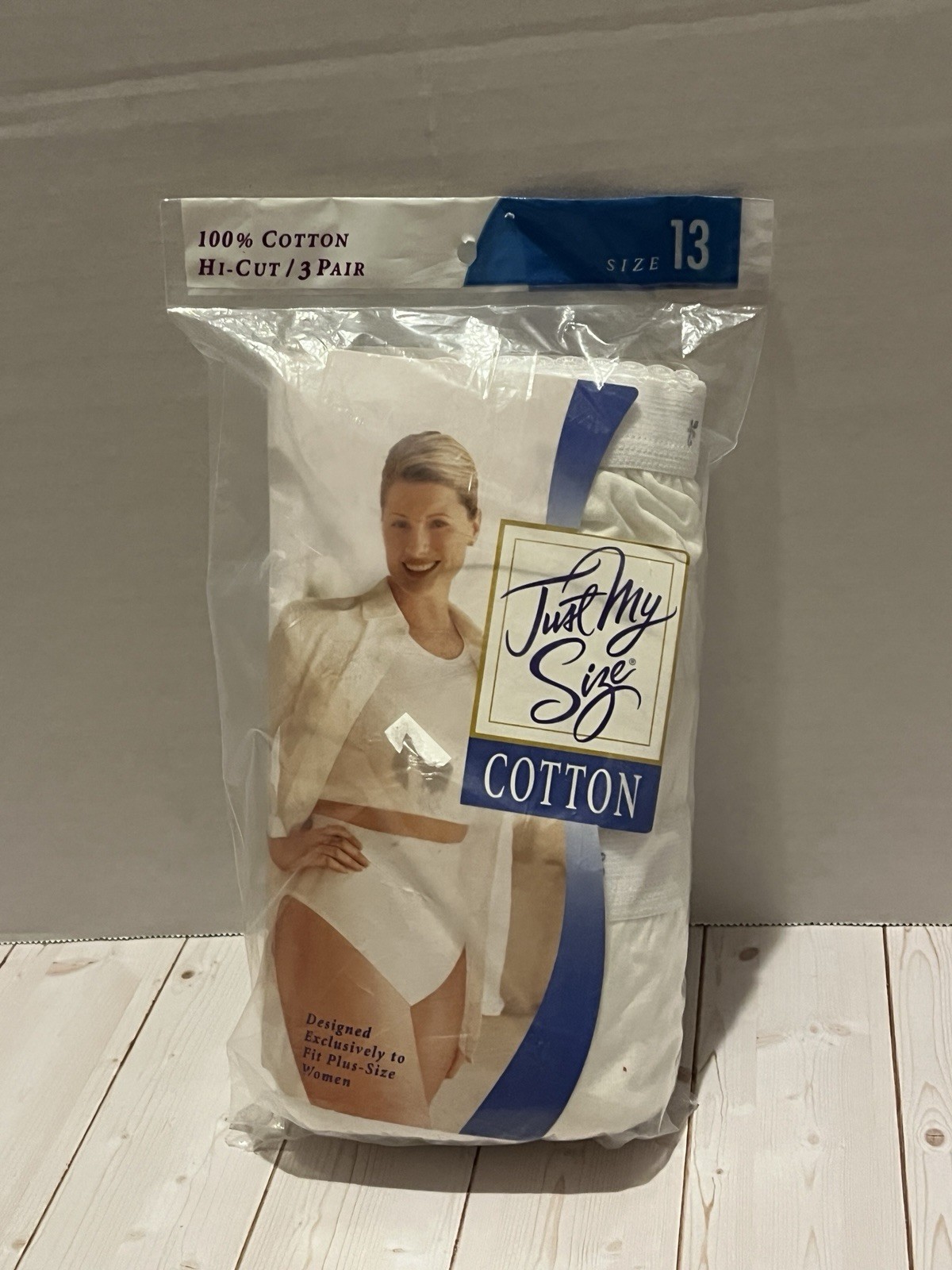 NOS 3 pair pack women’s size 13 Just My Size cotton Hi-cut panties white