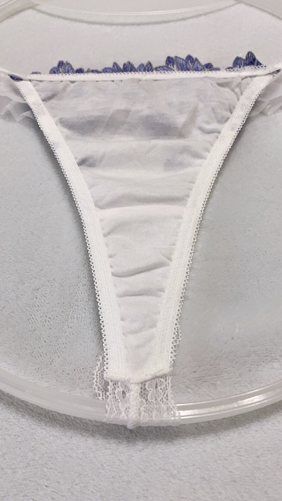 US-S, M/JP-M Japanese Brand Floral Embroidered Mesh Lace Ruffle Thong