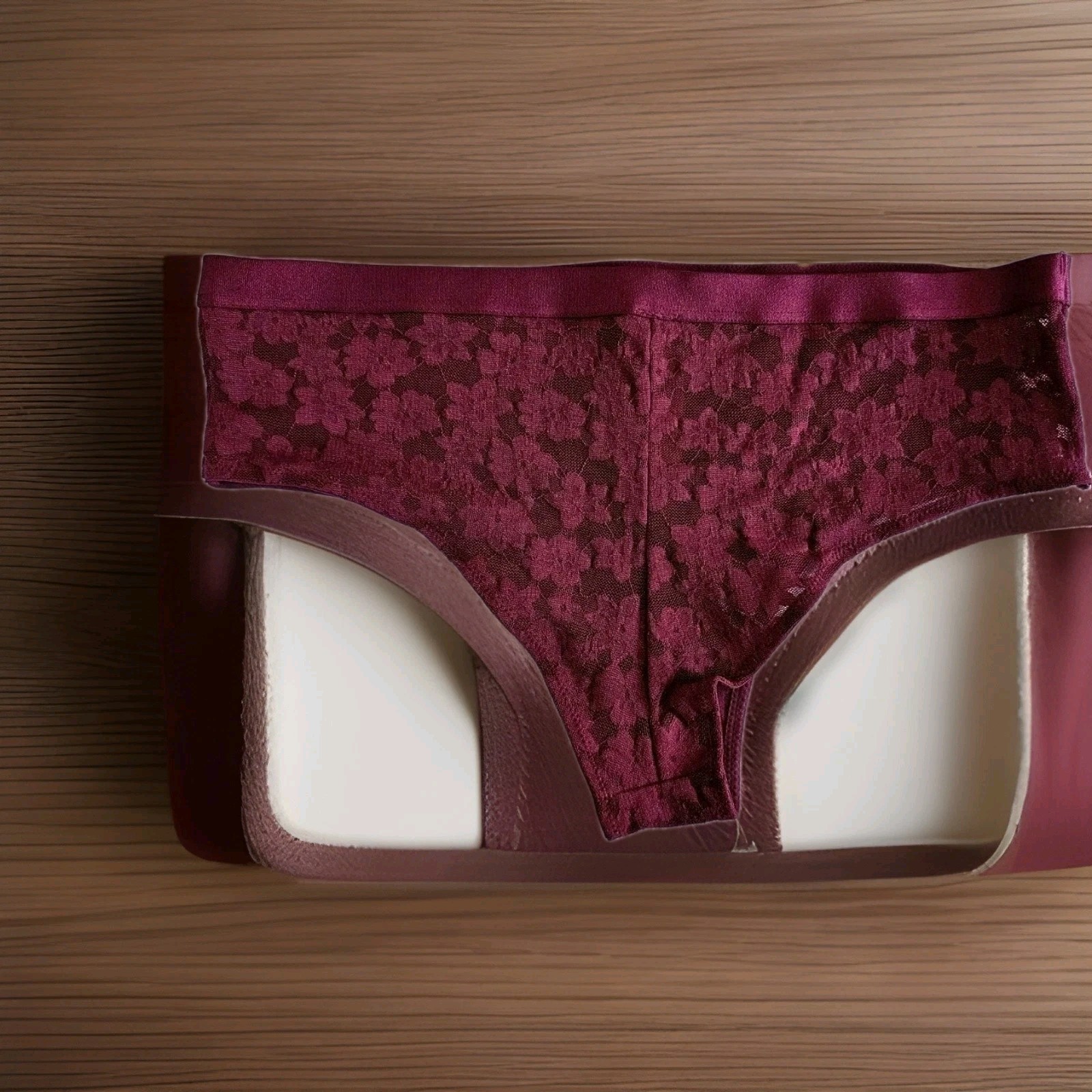 PINK Victoria’s Secret Cheekster Lace / Tanga Size M Color Burgundy 1 Pc