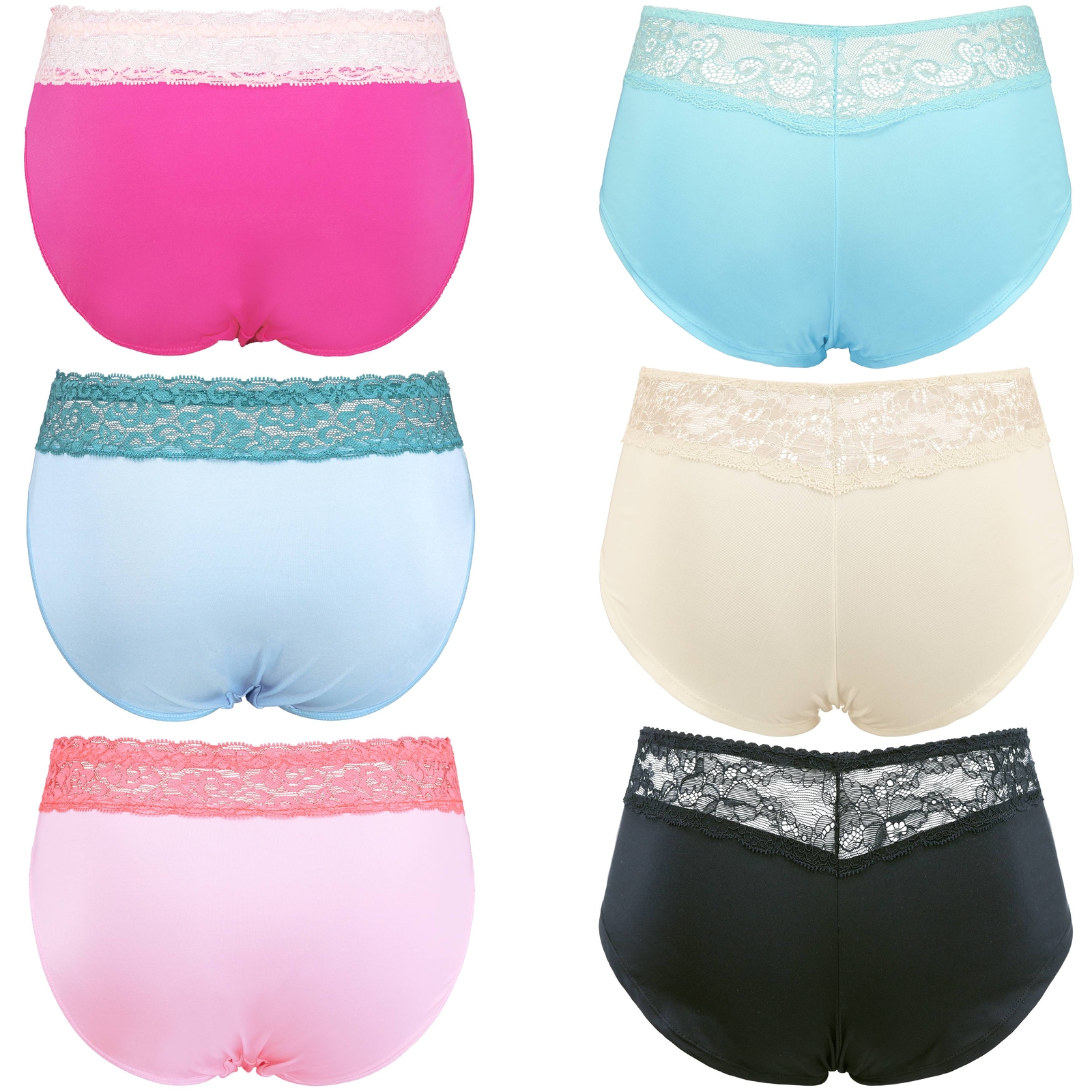 Women’s Sexy Lace Bikini Boyshort Hipster Briefs Panties Underwear-6PK
