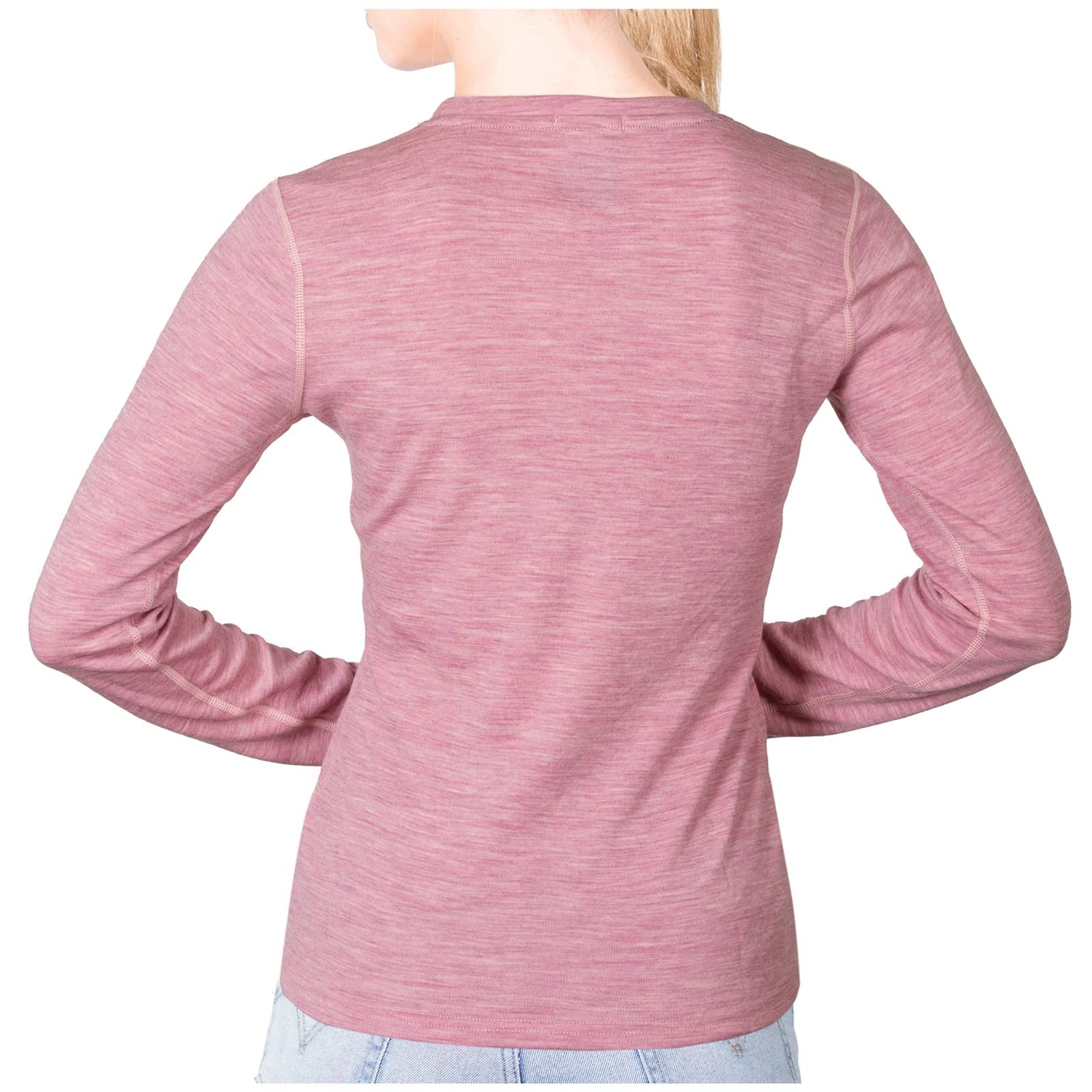 Womens Base Layer 100% Merino Wool Midweight Long Sleeve Thermal Shirt Pink H…