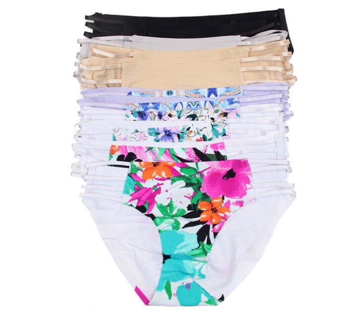 B5 BELLA Black Gray Blue White Sexy Floral Sissy Bikini Panties L XL