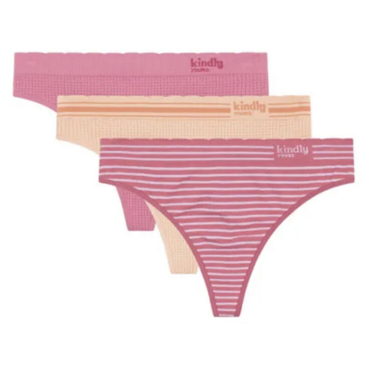 Kindly Yours 3 Pack M Orange & Pink Sustainable Seamless Thongs NEW