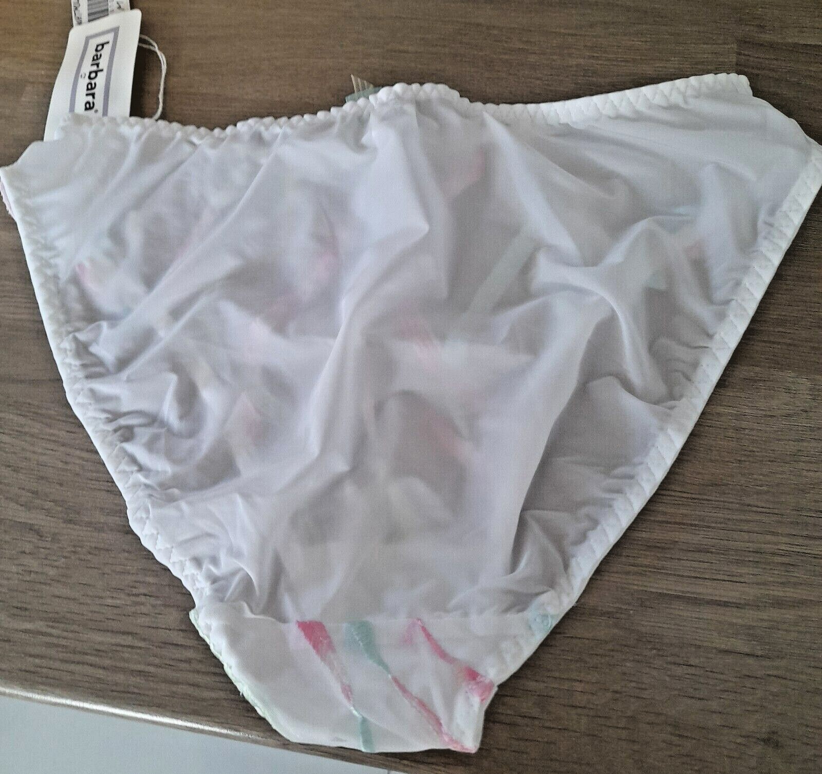 Barbara COTILLION Sheer Ivory Multi Embroidered High Leg Mid Rise Brief