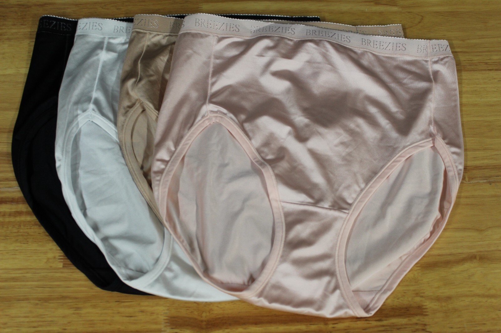 Breezies Set of 4 Nylon Microfiber Hi-Cut Panty-Basic-Small- A287800-New