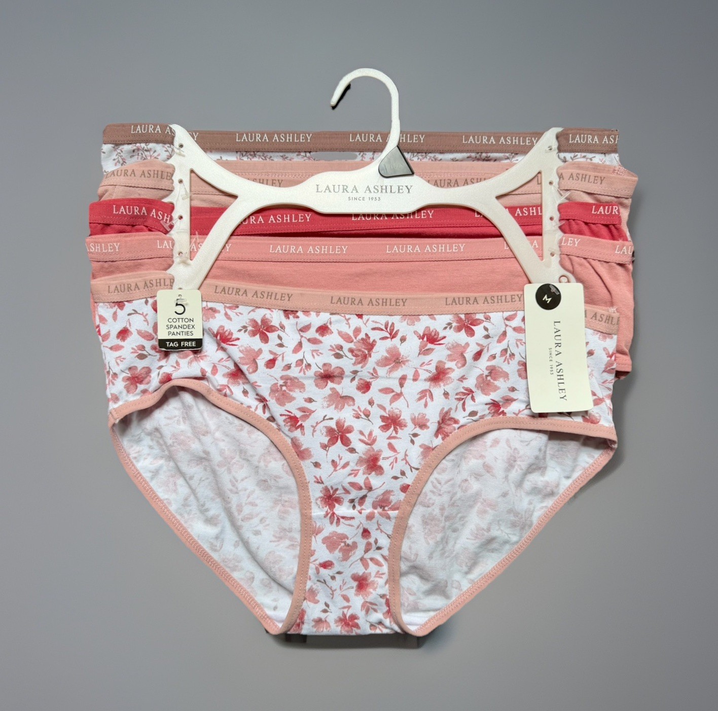 5-Pack LAURA ASHLEY Cotton Hiphugger Panty sz M Set Bundle Lot Tag Free