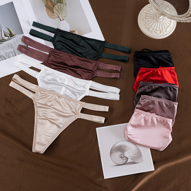 5 Pack Lot Sexy Womens Satin Panties Briefs Thongs Bikinis Underwear Lingeries