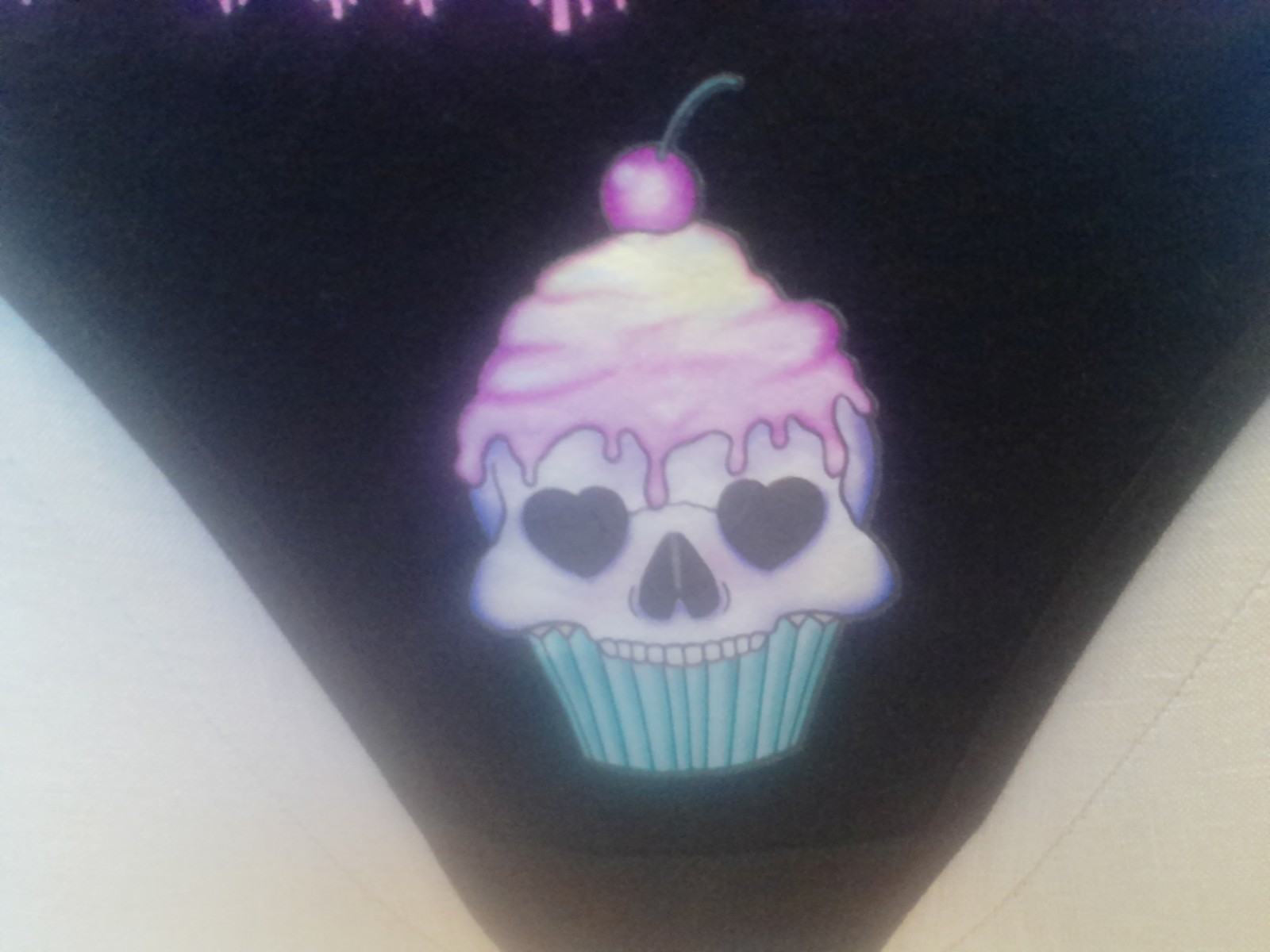 ANZERMIX. NWOT. Thong. Black Skull Cupcake “I’M THE TREAT”. Pink Frosting. L