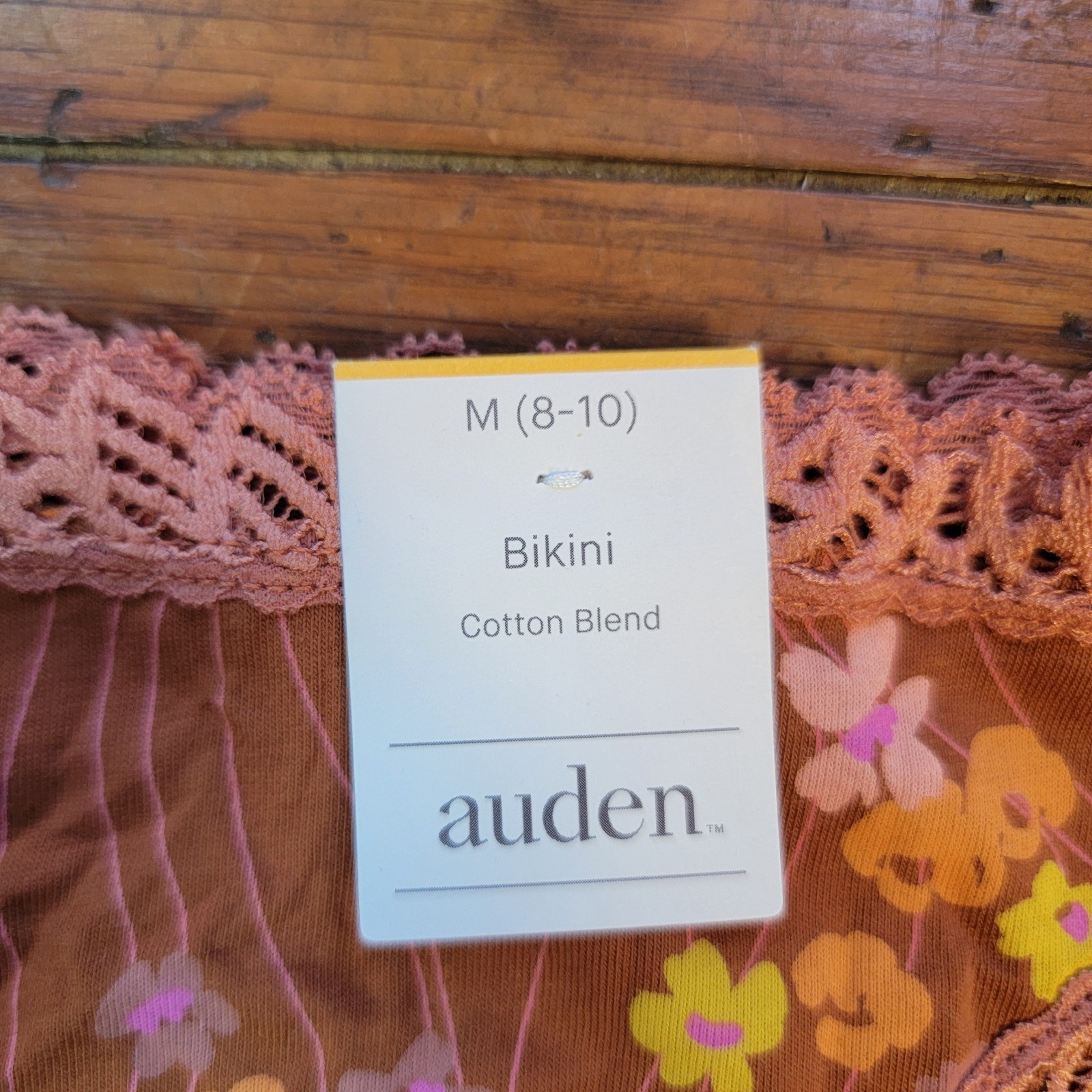(3) Auden Womens Medium (8-10) Cotton Bikini Underwear Target M Brown Lace