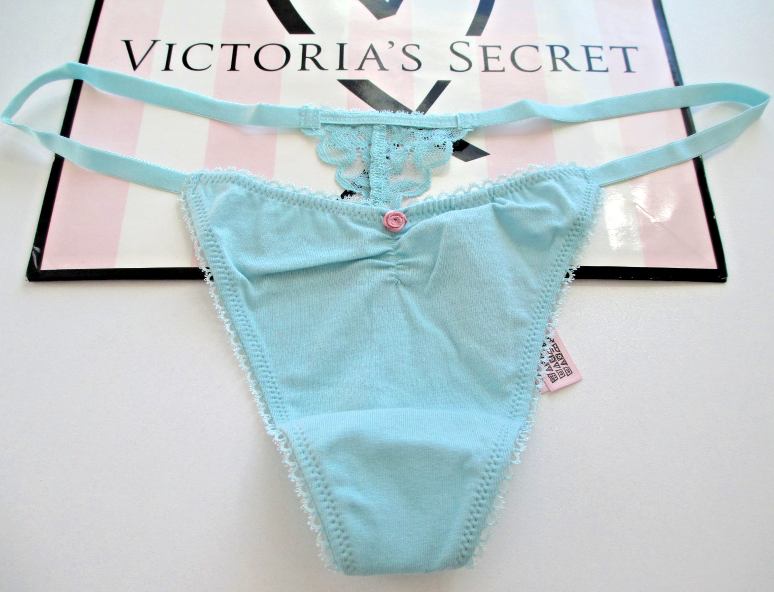 VICTORIA’S SECRET Cotton V-String Thong Panty S M L XL Blue NWT VS FREE SHIP 4+