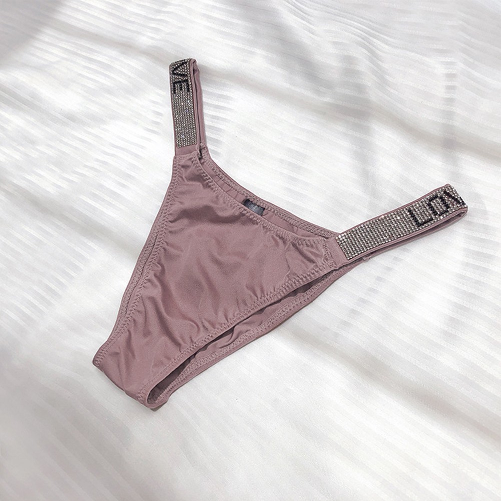 Women Thongs Underwear Shine Sleepwear Solid Backless T-back Underpants