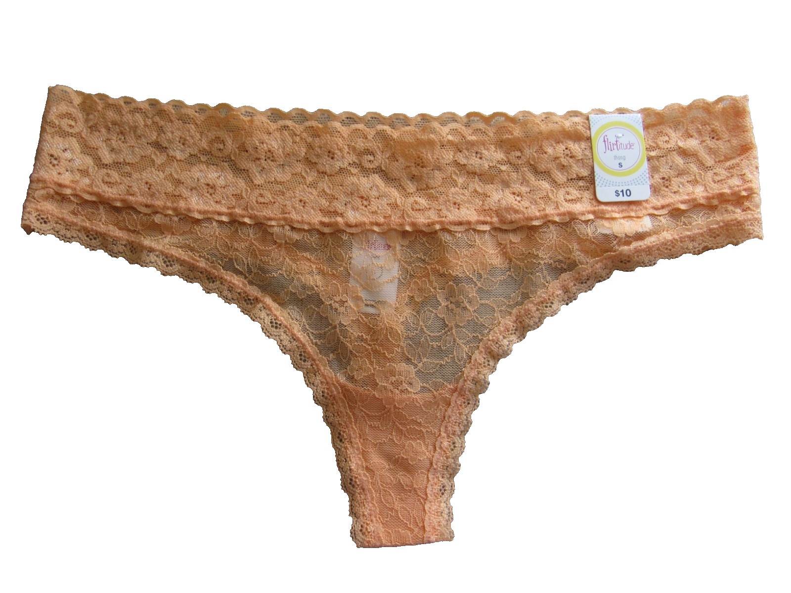 Flirtitude Small Lace Thong Panty Orange Crush NWT