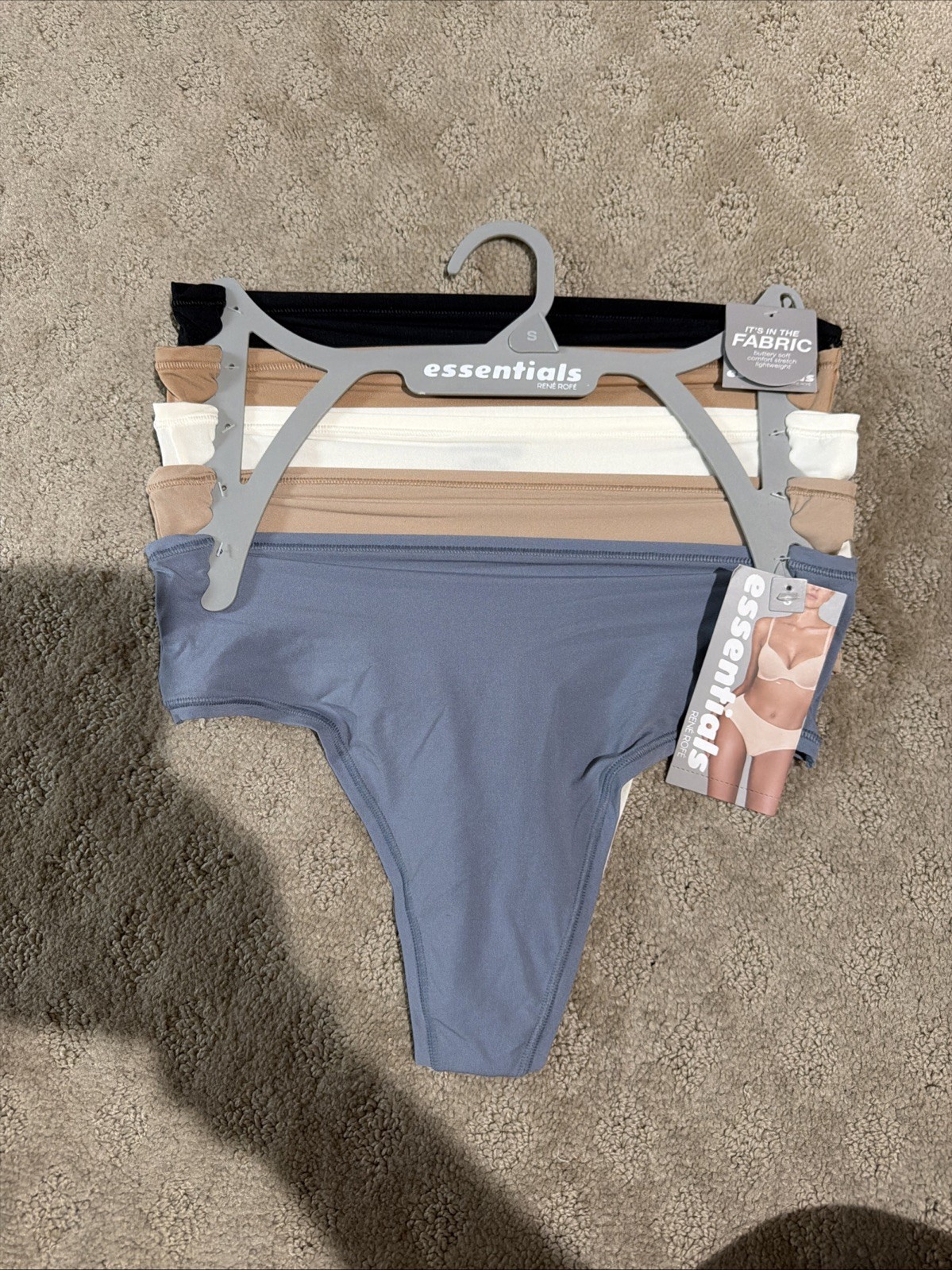 Essentials By Rene Rofe 5pk Flexible Fit Hi-Waist Thongs. Sz. S. NWT!