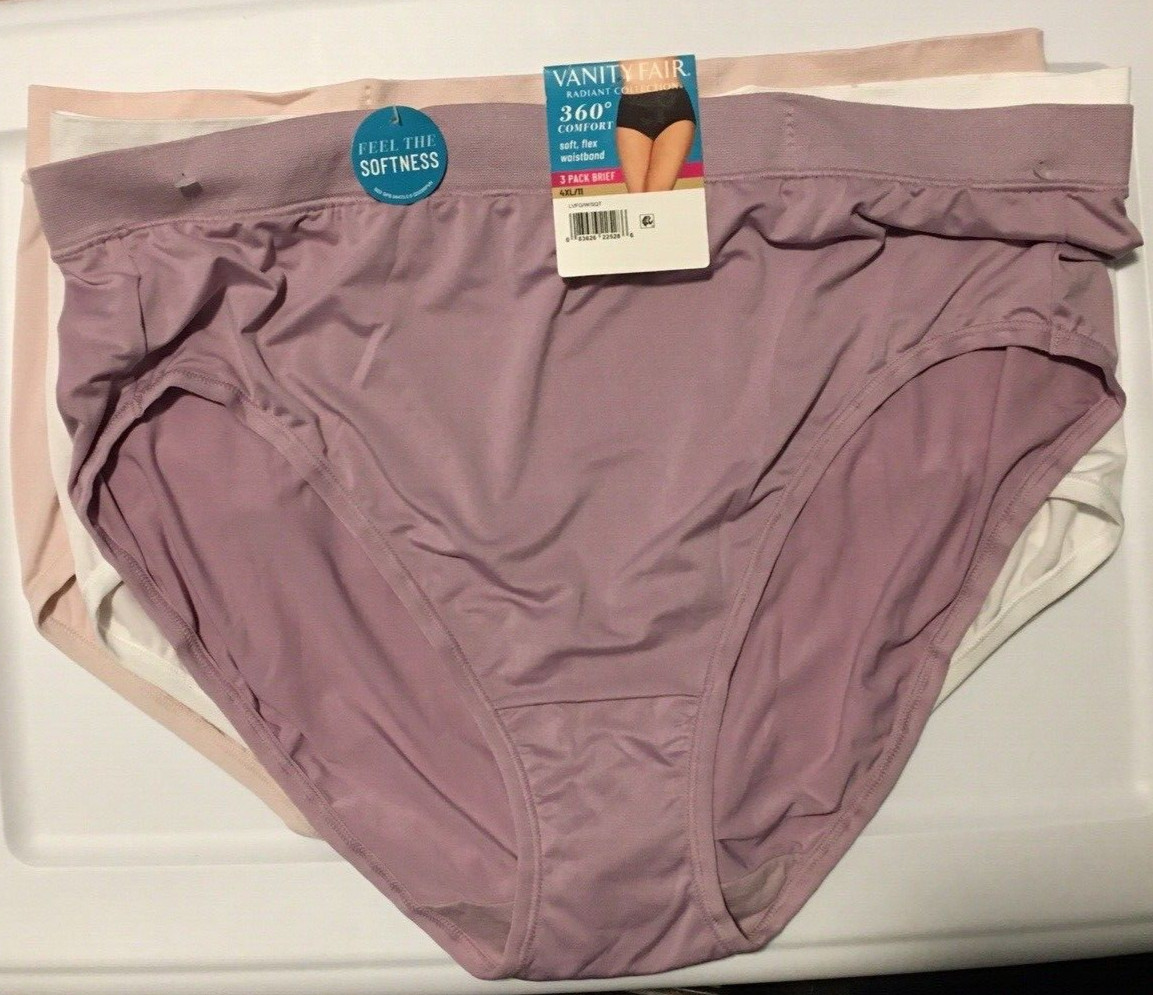 Vanity Fair Purple-White-Beige Microfiber 4XL/11 Radiant 3 PR Brief Panties Soft