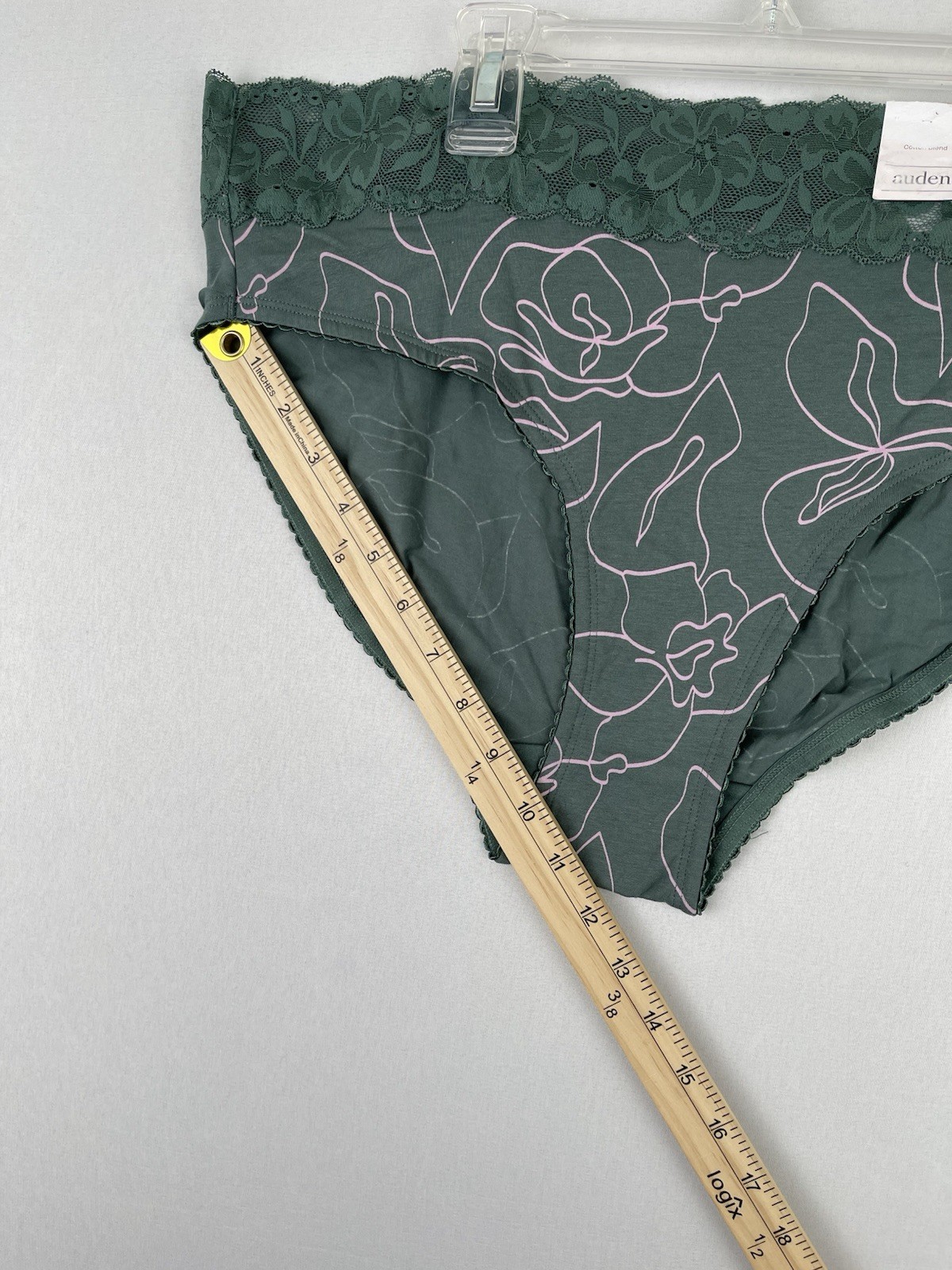 Auden Cotton Blend Hipster Underwear W/lace Waist Teal Green Size XL(18)