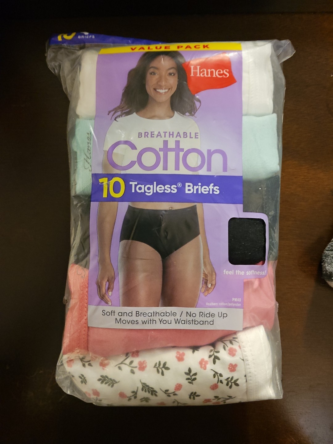 Hanes Women’s Size 9 Multicolor Cotton Brief Panty 10-Pack – PW40AD NWT