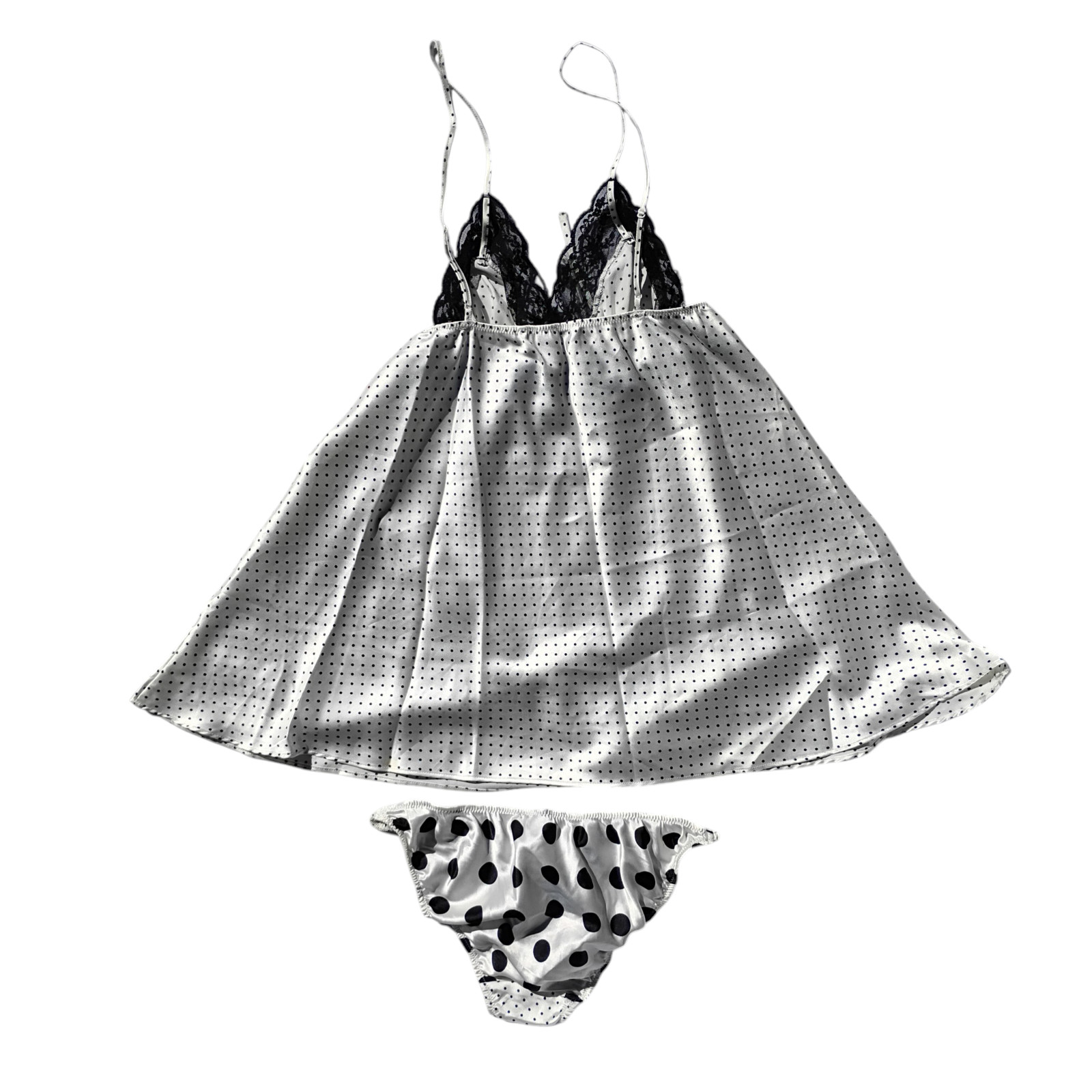 Victoria’s Secret Sz-M Satin String Bikini Panties & Sleep Cami Polka Dot Print