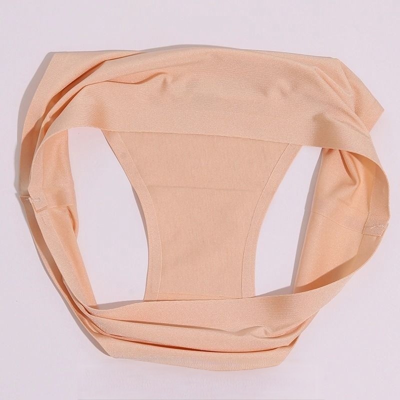 3 Pack Solid Women’s Seamless Bikini Panties Soft Ice Silk Breathable Underwear